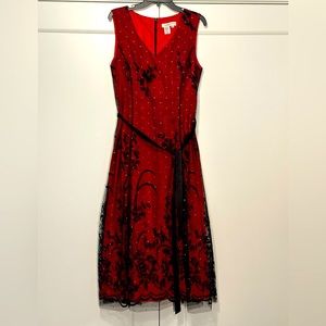 Gorgeous black lace & red dress